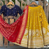 Yellow  Sequnce Work Lehngha Choli