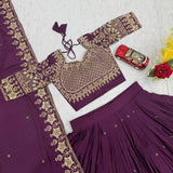 Festive Wine Embroidered Lehenga Choli