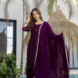 Suhani Wine Embroidered Suit