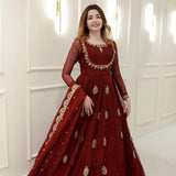 Exclusive Maroon Georgette Gown