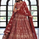 Heritage Maroon Georgette Lehenga