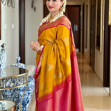 Beautiful Art Silk Yellow Saree