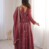 Brown Shiny Crunchy Silk Gown