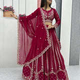 Red Heavy Embroidered Lehenga Choli