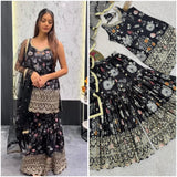 Black Heavy Embroidered Suit
