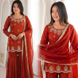 Reddish Classy Partylook Silk Suit