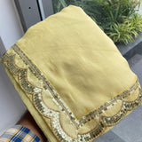 Sitara Creamy Moss Chiffon Saree