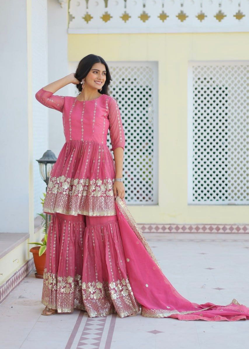 Festive Brid Embroidered Lehenga Sharara