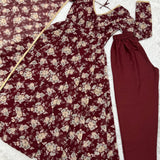 Fancy Floral Print Anarkali Dress