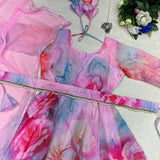 Digital printed Jimmy organza silk suit