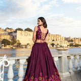 Festive Brown Floral Print Lehenga