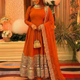 Premium Roaman Silk Anarkali Gown