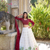 Anokhi Red White Georgette Lehenga