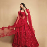 HEAVY GEORGETTE CHINE STITCH WORK LEHENGAS