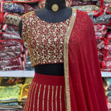 Wedding Maroon Lehenga Choli