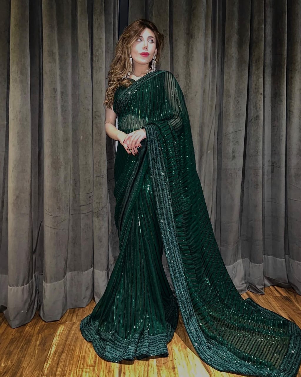 Most Beautifull Dark Green Saree Collection