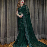 Most Beautifull Dark Green Saree Collection