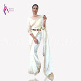 White Premiun  Georgette Saree