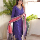 Purple Radiance – Festive Silk Ensemble - Size XL