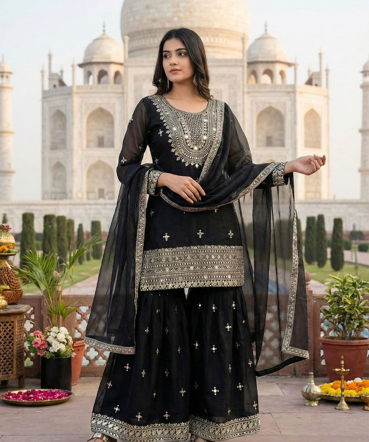 Stunning Gmy Silk Top Sharara