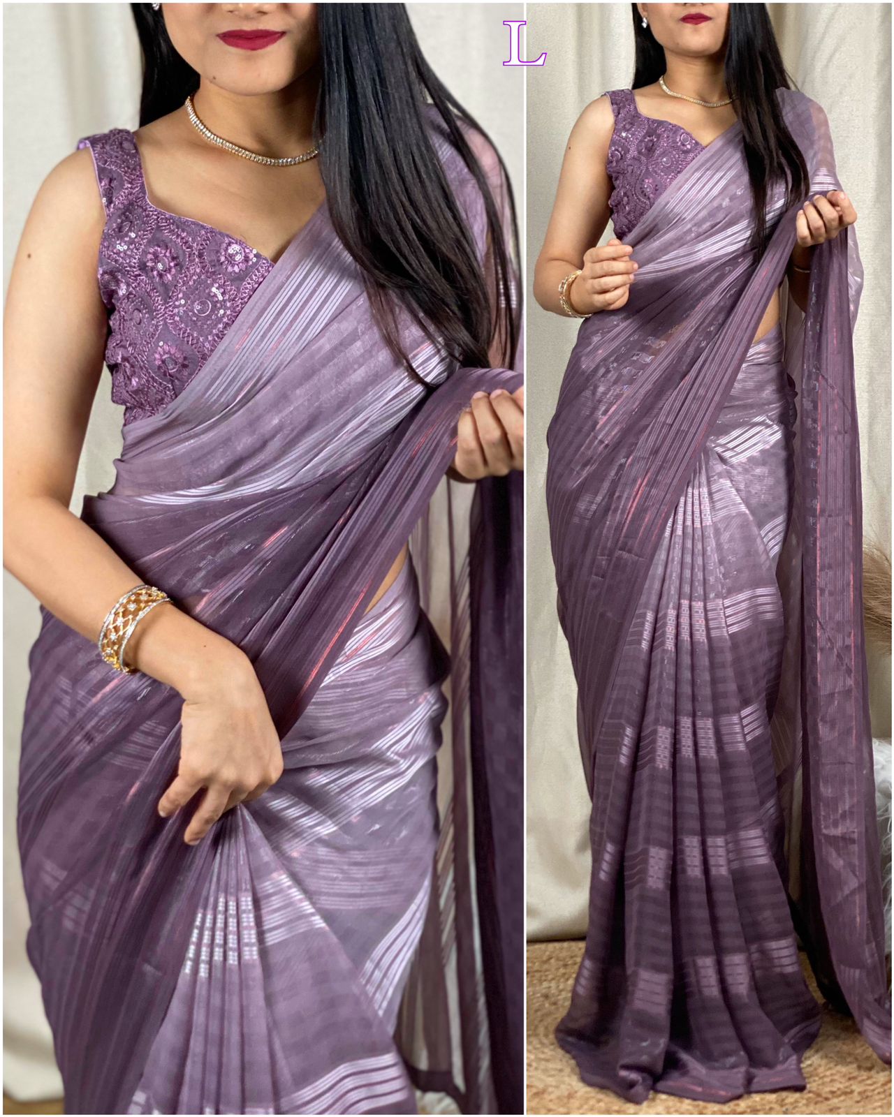 Rustic Glamour Sparkle georgette Saree