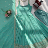 Stylish Sky Blue Gerogette Gown