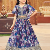 Printed Faux Georgette Kids Lahenga Choli