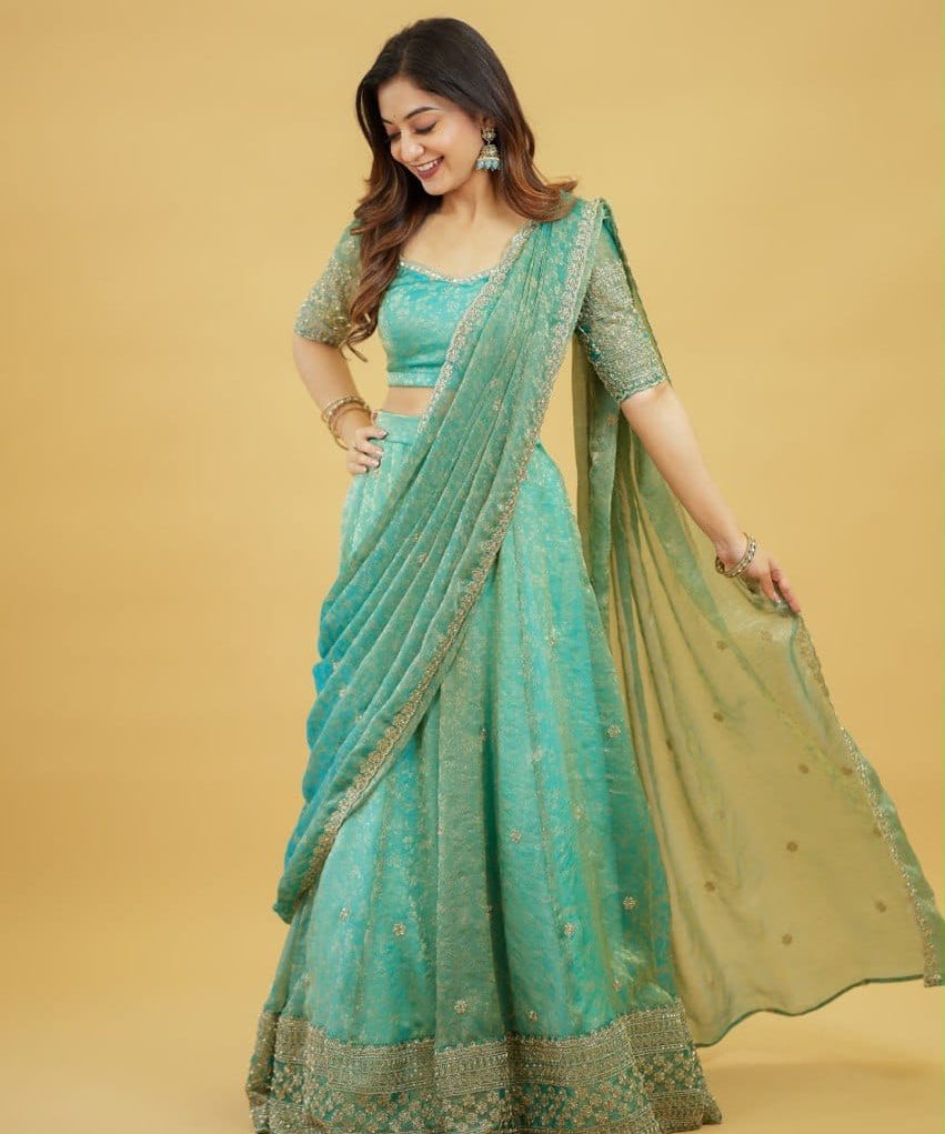 Mayuri Sea Green Silk Lehenga