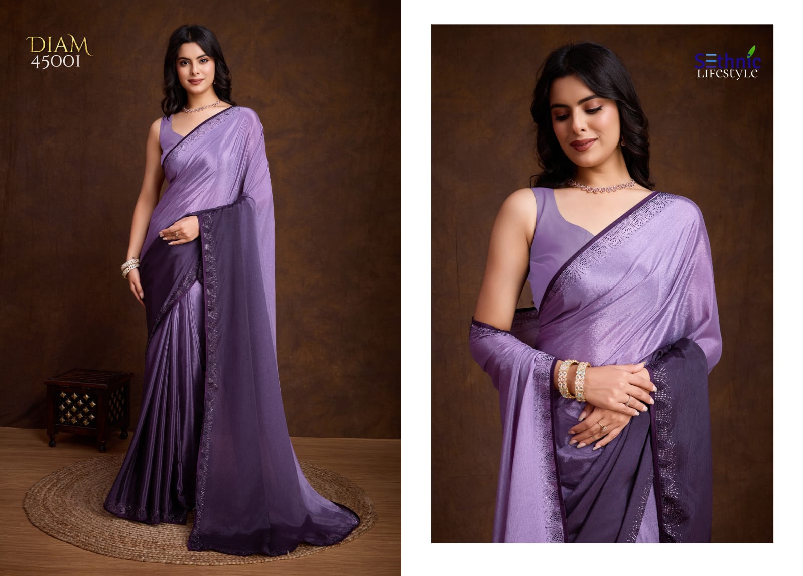 Crafted Chinon Shaded Colored Saree