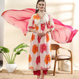 Flower Printed Nayra Cut Kurti