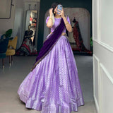 Purple Jacquard Silk Lehenga Choli