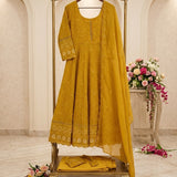 Mustard Yellow Emroidered Gown