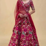 Wedding Flower Embroidery Work Lehenga