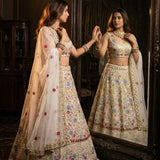 White Grand Floral Embroidered Lehenga