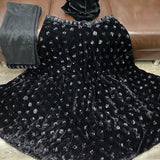 HEAVY BLACK SEQUENCE WORK ON VISCOS VELVET LEHENGA