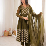 Zigzag Crunchy Silk Anarkali Suit