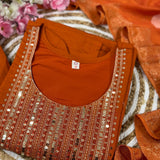 Orange Chanderi Silk Kurti Bottom