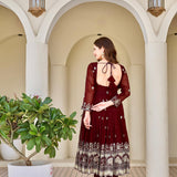 Maroon Heavy Crunchy Anarkali Gown