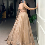 Golden Soft Gold Crush Lehenga