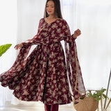 Fancy Floral Print Anarkali Dress