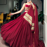 Maroon Navratri Rayon Lehenga Choli