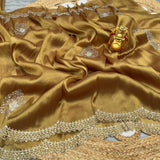 Glamorous Silk Golden Saree