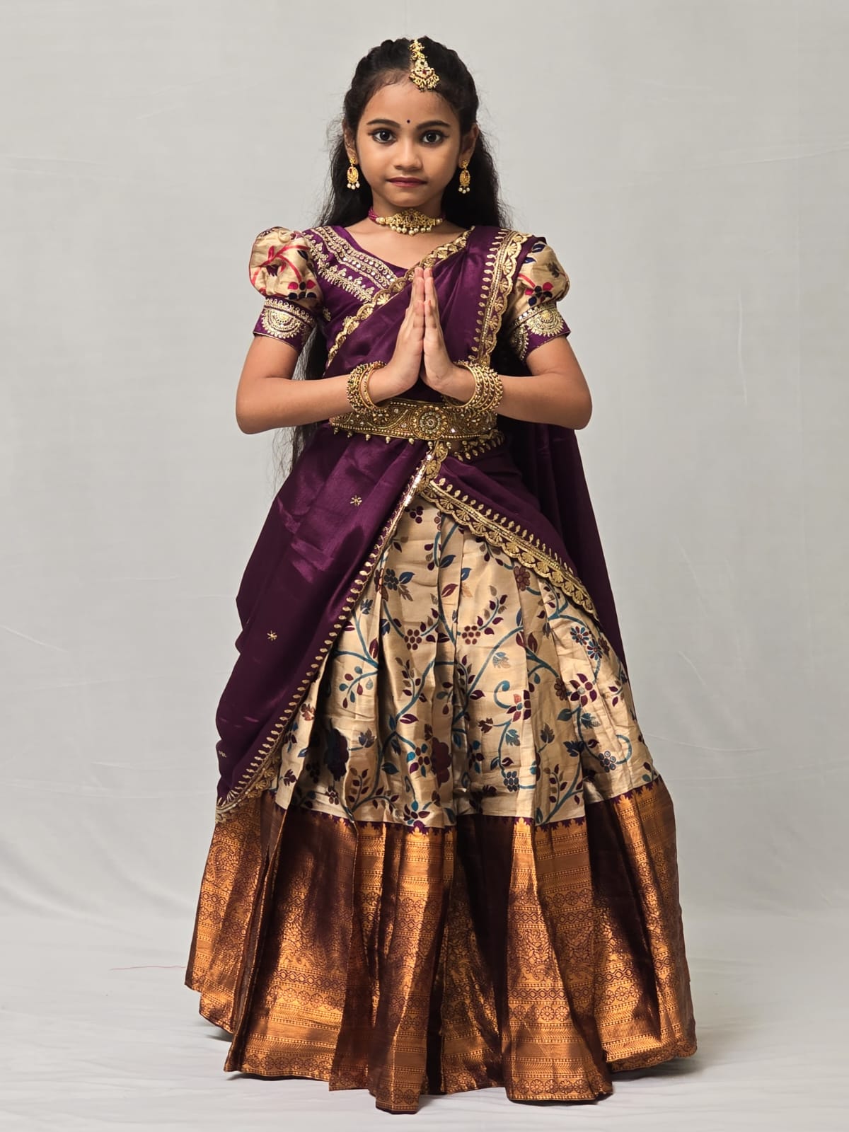 Heavy Lichi Silk Kids Lehenga