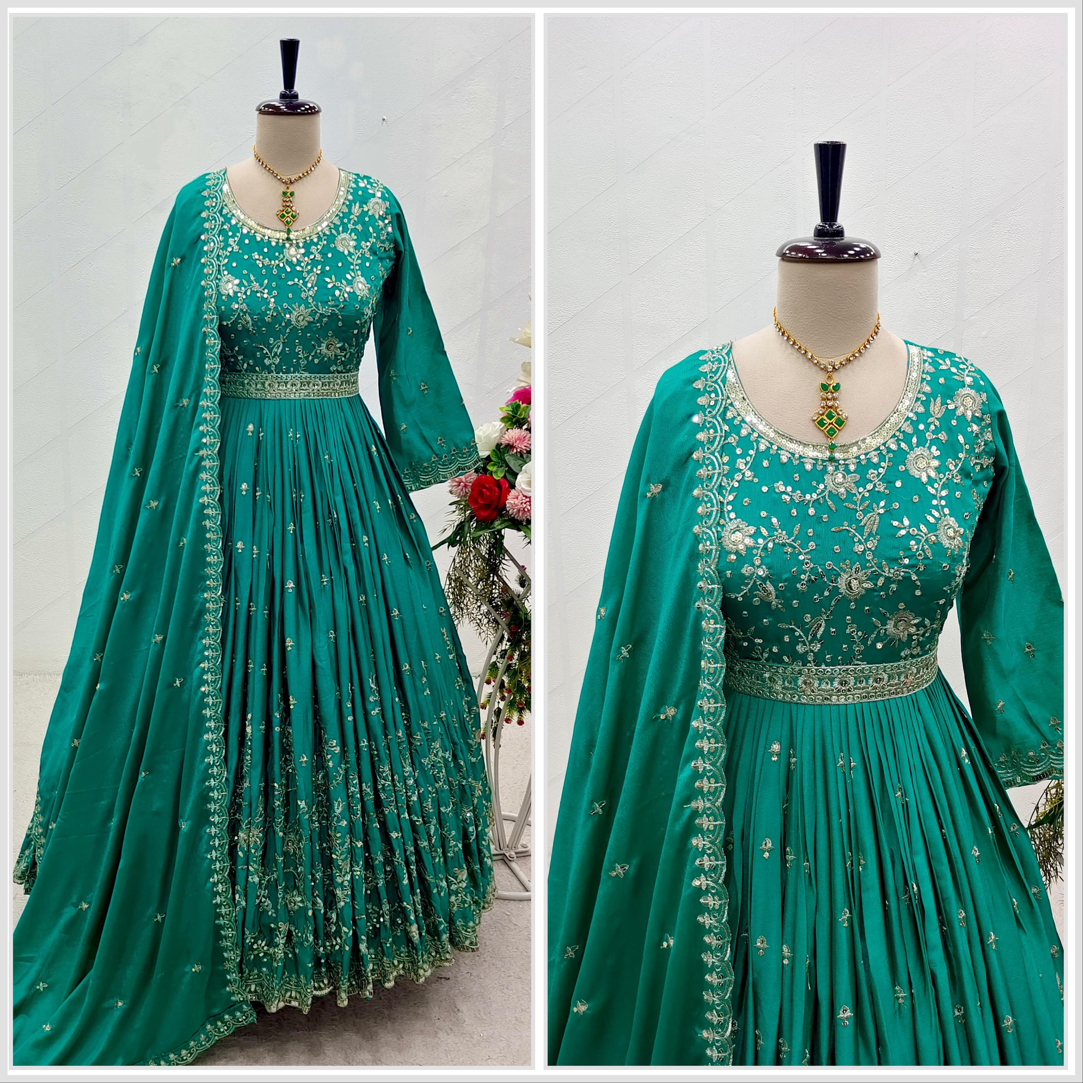 Launching Satin Anarkali Gown