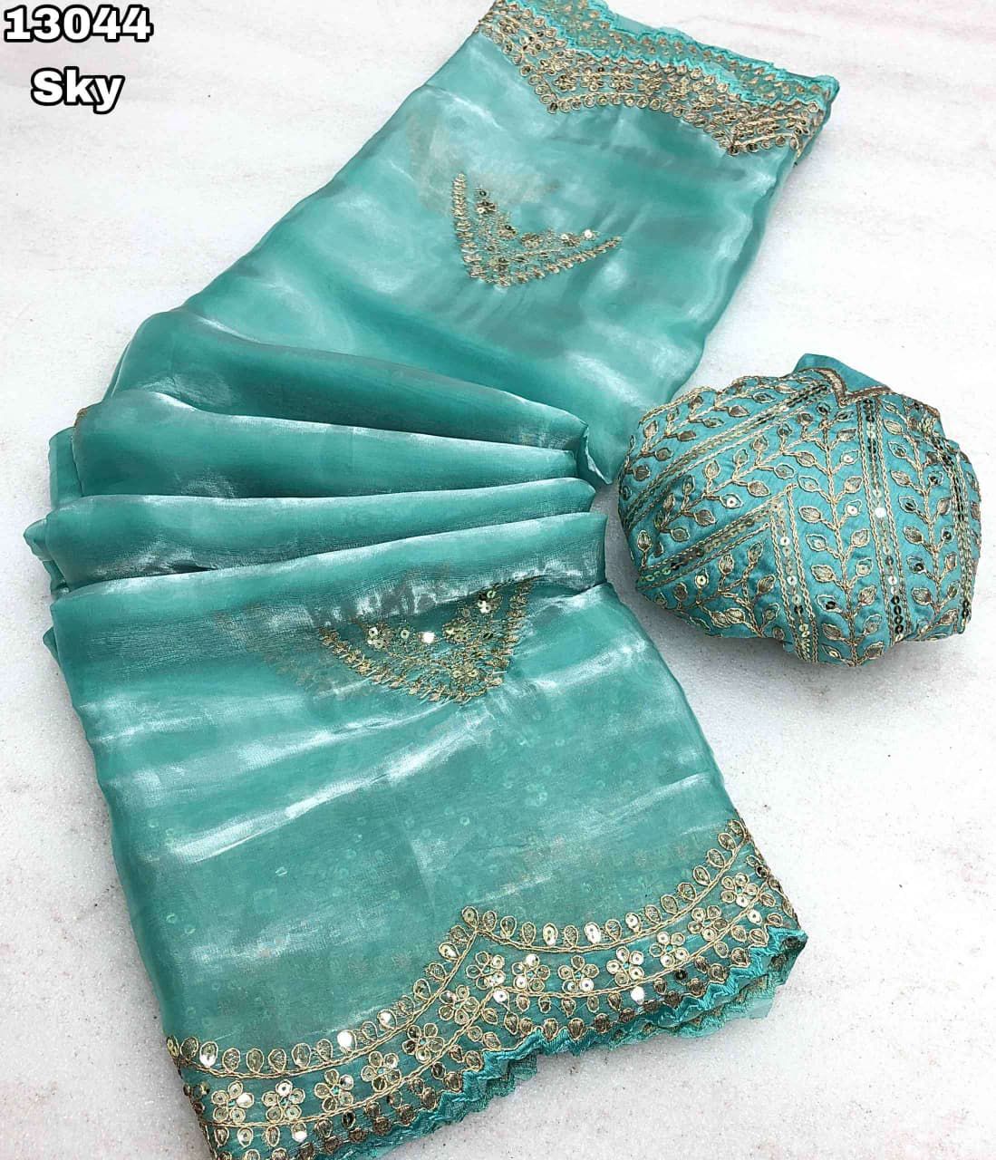 Shiny Soft Satin Silk Gold Zari Saree