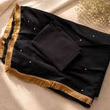 Midnight Gold Pearl Saree