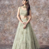 Mint Elegance Embroidered Lehenga Set - Size M