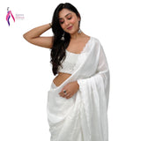 Most Beautifull White Georgette Saree