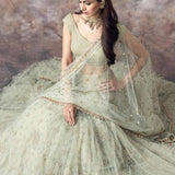Mint Elegance Embroidered Lehenga Set - Size M
