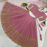 Designer Lehenga Choli With Embroidery Sequence Work - Size L